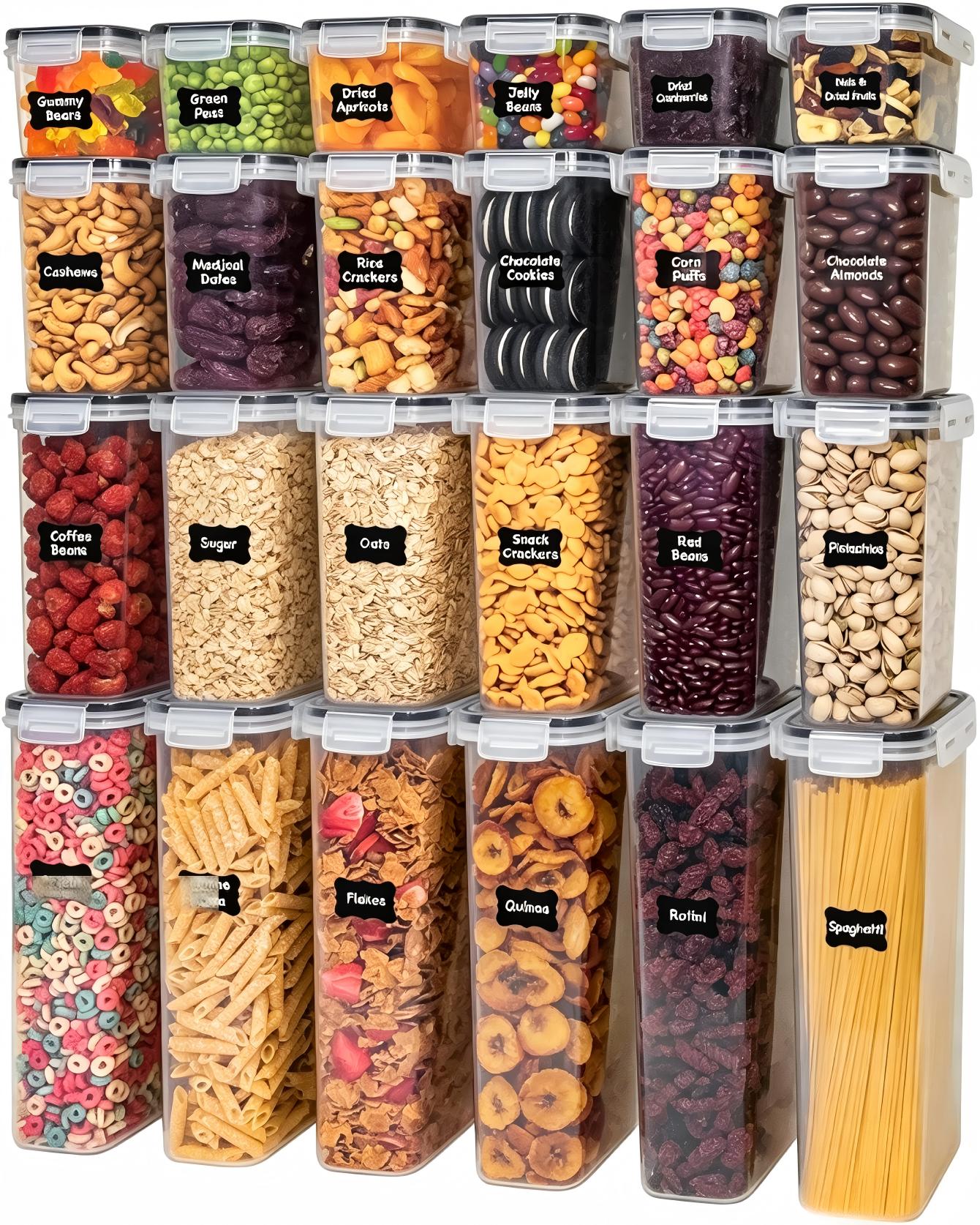 Snacks Food Labels - Wadah penyimpanan makanan dengan tutup, set
