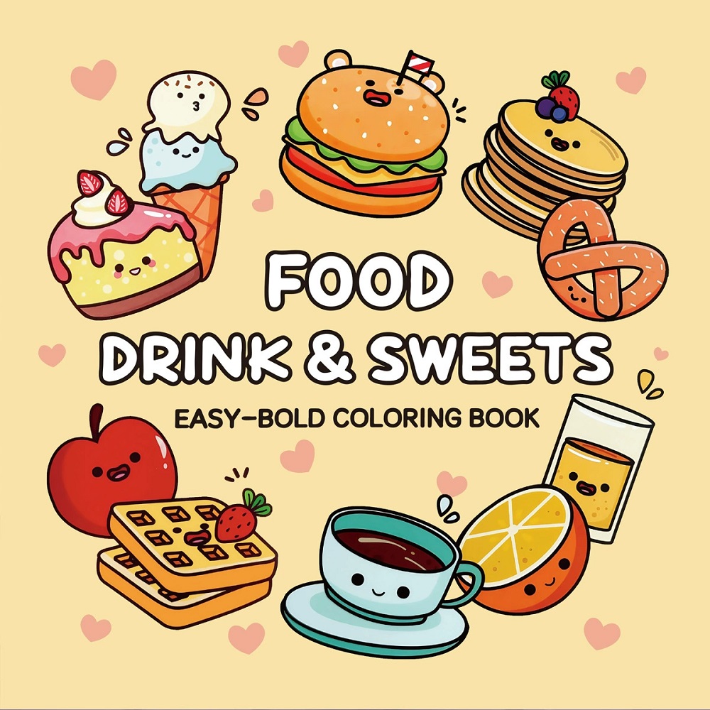 Food Y Snacks Coloring Book - Buku Mewarnai Mudah untuk Dewasa dengan